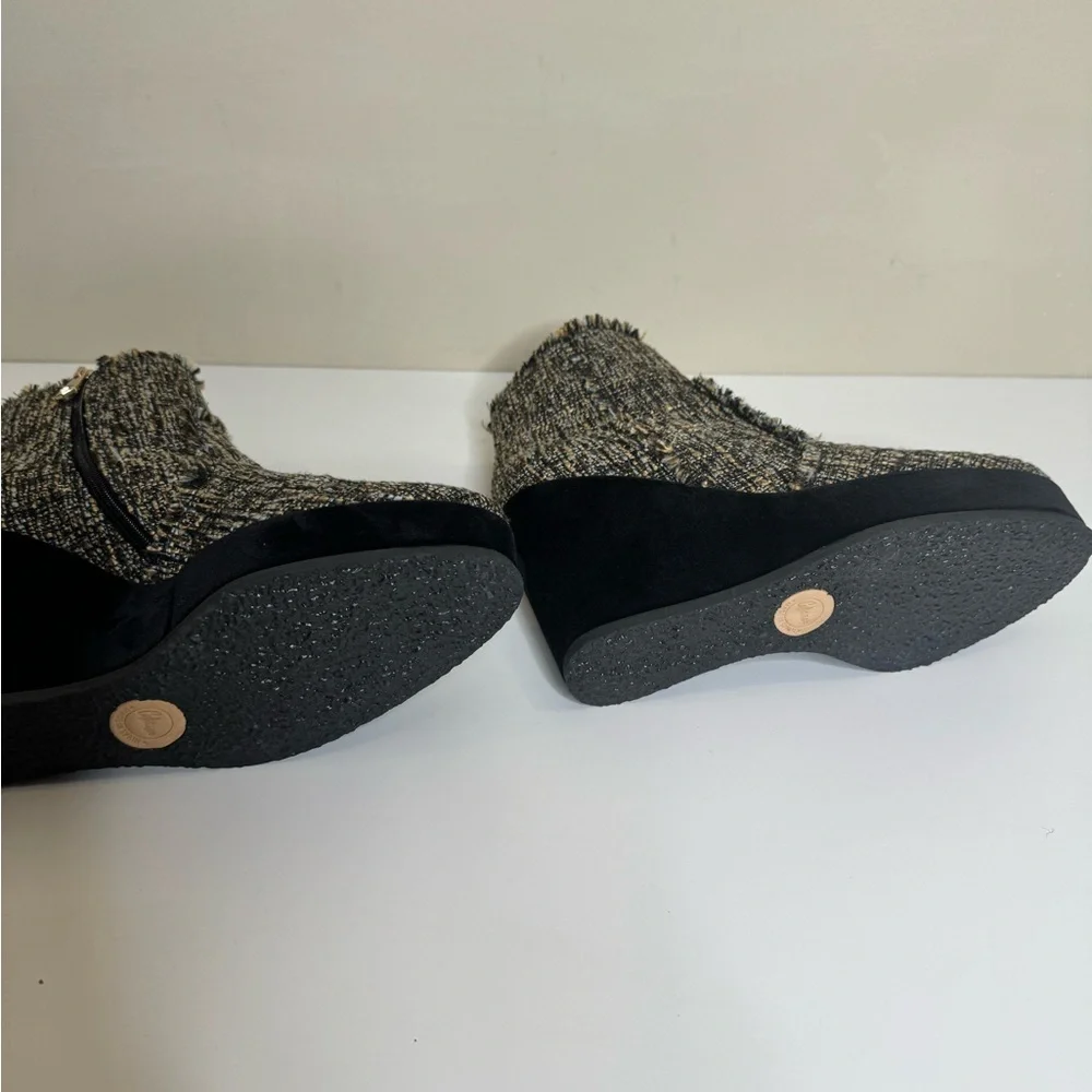Castañer Quiaca Ankle Made in Spain Tweed suede Wedge Ankle Boots Platform Heel